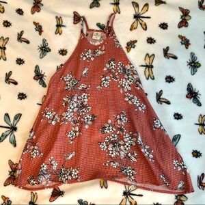 Floral & bird print halter top with button neck